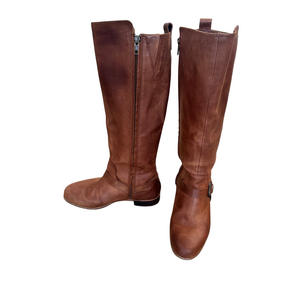 UGG Women's Brown Katelynn Leather Knee‎ High Riding Boots Buckle Side Zip 10 - Picture 6 of 8